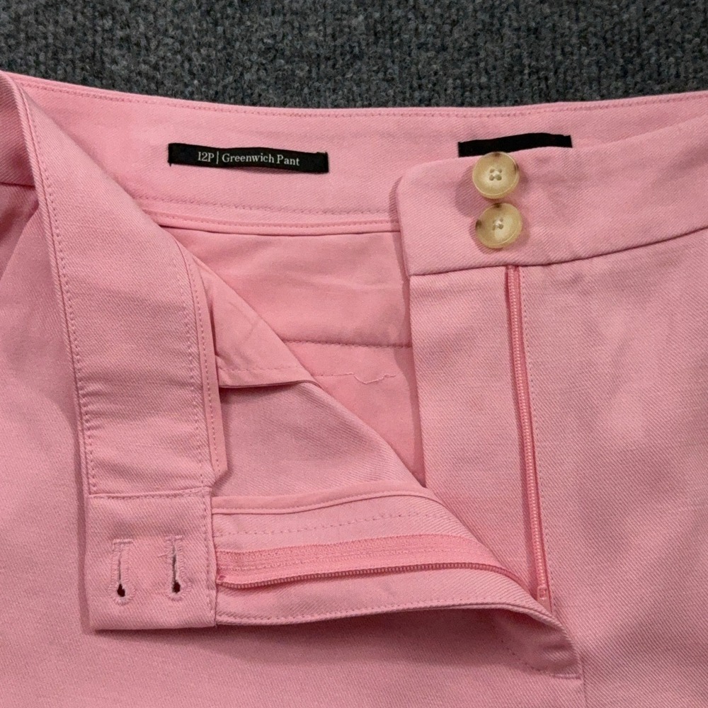 Talbots Greenwich Pant 12P Pink Wide Leg Linen Blend High Rise Cropped Coastal - Picture 3 of 12
